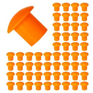 Mushroom Rebar End Caps - Plastic Safety Caps (Orange, 100 Pack)