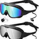 Rantizon Swim Goggles 2 Pack, Wide View Anti Fog&UV Swimming Goggles for Audlt, No Leaking Swim Glasses for Men Women Kids