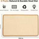 FUKUMARU 2 Packs Cat Scratching Mat, 19.6 x 11.8 Inch Natural Sisal Cat Scratch Pad Mats for Indoor Cats, Horizontal Cats Wall Scratcher Kitten Floor Rug with Sticky Tape, Furniture Protector