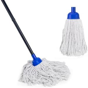 KeFanta Mop for Floor Cleaning,2 Pcs Cotton String Wet Mops Replacement Head Refill Compatible with Microfiber Cloth Mop & 0.8" Diameter Mop Handle(1 Handle & 2 Mop Heads)