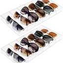Weiai Acrylic Sunglass Organizer, Eyeglass Case Storage with 6 Slots for Multiple Glasses - 2 Pack, Clear