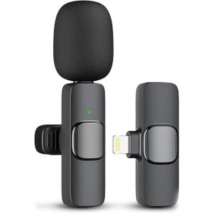 Wireless Lavalier Microphone for iPhone iPad, Omnidirectional Clip Mini Mic, Plug-Play Microphone for Interview Video Recording Podcast Vlog YouTube (Black.)