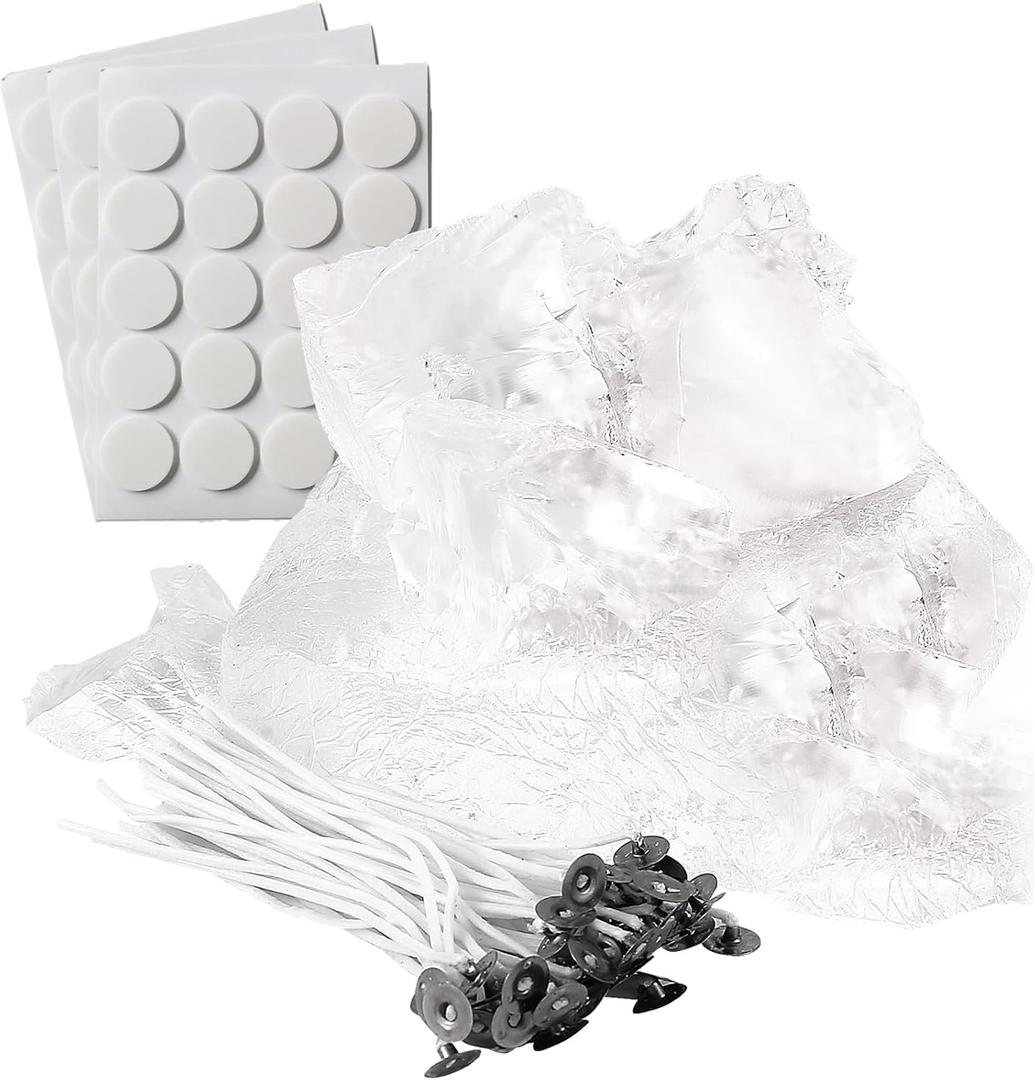 2.2 Lb Gel Wax for Candle Making Set, DIY Clear Gel Candle Wax, Handmade Jelly Candle Making Kit with 50pcs Wicks and 60pcs Wick Stickers