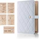 Vlando Jewelry Book Organizer - Leather Travel Jewelry Case with 5 Detachable Pages for Necklaces, Rings, Earrings, Tangle-Free, Giftable,Baby Blue (Medium)