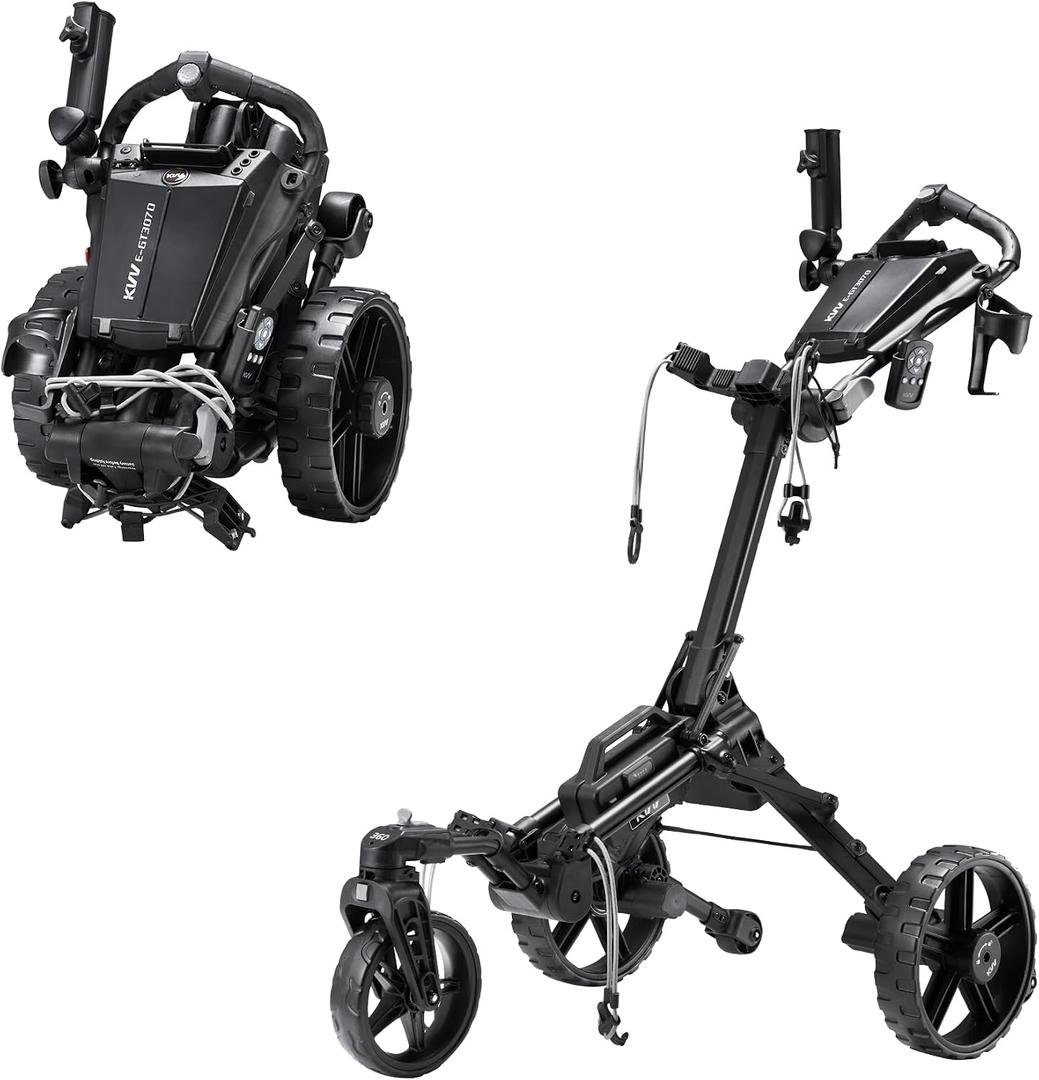 KVV Electric Golf Push Cart with Remote Control, Super Compact and Lightweight Electric Golf Cart,Smallest Folding Size Electric Golf Cart, Suitable for All Terrains, and Charcoal