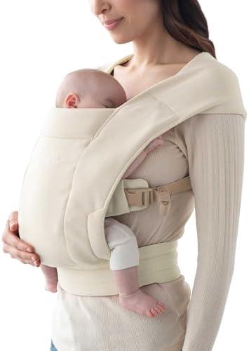 Ergobaby Embrace Baby Carrier Newborn to Toddler - Breathable Baby Carriers for Summer - Cozy Essentials (7-25 Pounds), Ponte Knit, Cream