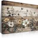 EGMAVQZY Vintage Floral Wall Art Rustic Flowers Wall Decor Farmhouse Canvas Poster Picture for Home Wall Decor, Living Room and Bedroom Decor 16x24 Inch Ready to Hang Canvas, 16"L x 24"W