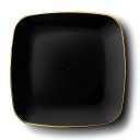 Organic Square Plates, Black/Gold Rim, 7.25 Inch, Case of 120 (12 packs x 10)