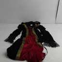 Colorful House Women Medieval Tea Party Dress Victorian Era Bubble Sleeves Velvet High Waist Long Dress with Belt and Gloves (X-Large, Black(hooded))