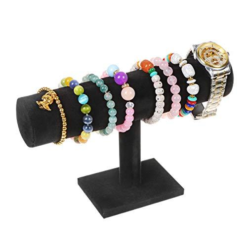 TENINYU Hovering T-Bar Bracelet Necklace Earring Bangle Pendants Anklet Tower Watch Key Jewelry Display Stand Home Organization for Women & Men (Black Velvet)