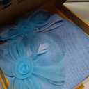 dressfan Wide Brim Fascinator Derby Hats for Women,20s Detachable Flower Hat with Headband for Derby Church Wedding Tea Party (Blue)
