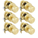 goldenwarm Gold Door Knobs Interior, Zinc Alloy Round Ball Brushed Gold Privacy Door Knobs for Bedroom, Bathroom, Modern Heavy Duty Interior Doorknobs - 6 Pack