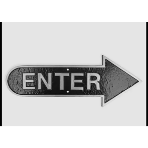6" x 15.5" Right Arrow Enter Statement Plaque Sign - Black/Silver
