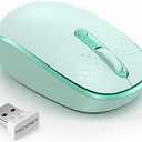 TECKNET Wireless Mouse for Laptop, 2.4G Quiet Computer Mouse with USB Receiver, 4 Buttons Portable Cordless Mice for Chromebook, Laptop, PC, Mac, 800/1200/1600 DPI - Mint Green