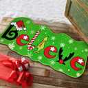 Christmas Believe Bathroom Rug  47" x 19" Green Extra-Long Non-Slip for Bathroom Kitchen Rug Soft Absorbent Bath Tub Mat Room