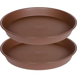 2 Pack of 16 17 inch Plant Saucer (15 inch Base), 2.3" Depth, Plant Trays for Pots, Plastic Plant Saucers for Indoors, Bird Bath Bowls, Flower Pot Drip Trays for Planter (17", Chocolate)