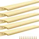 5 Pack Gold Edge Finger Pulls for Wardrobes Cabinets 11.81" Kitchen Cabinet Pulls Handles Drawer Pulls Modern Aluminum Concealed Tab Pulls for Closet Door, Brushed Brass