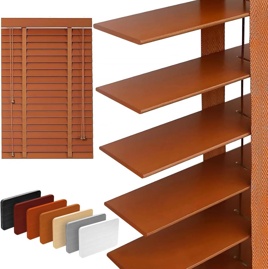 2" Slats Wood Blinds for Indoor Windows: Solid Wooden Blackout Blinds & Shades, Black Out Privacy Horizontal Blinds for Home Bedroom Bathroom Living Room Windows and Doors 22.5" WX48 H Warm Brown