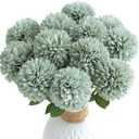 Floroom 12pcs Sage Green Faux Silk Mums Artificial Flowers Bulk Fake Chrysanthemums with Stems for DIY Wedding Table Centerpieces Floral Arrangements Vase Fillers Home Decorations