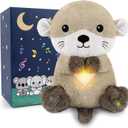 BRICHOEE Breathing Stuffed Animal, Soothing Otter Stuffed Animal with Breathing Motion, Calming Sound and Light for Baby Sleep Companion Portable Plush Toy Gifts for Kids Adults Newborns