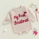 Adobabirl Baby Girl Boy Knitted Sweater Bubble Romper Long Sleeve Jumpsuit Festival Outfit Fall Winter Spring Clothes (Beige, XS)