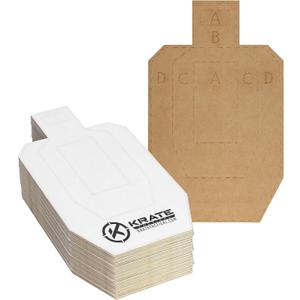 KRATE Tactical Cardboard Targets Competition Paper Silhouette Shooting Target Torso Targets for Shooting Range & Gun Practice w/Rifles, Handguns, & Shotguns