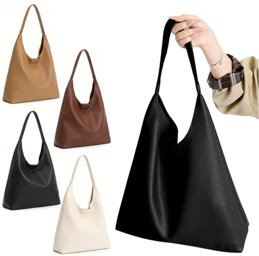 Large Hobo Bags for Women, Soft PU Leather Slouchy Tote Purse - Spacious Casual Shoulder Handbag for Work & Everyday Use (Red)