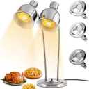 Stainless Steel Food Warmer Lamp Heat Lamp with Bulbs for Food Heating Lamp Commercial Food Buffet Warmer Lamp Restaurant Food Service (Silver)