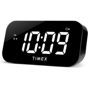 Timex Alarm Clock with Large Display and 5W USB Charging Port, Digital Alarm Clock for Bedroom Includes 100-240V Universal Power Adapter (T1120B-Black)