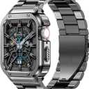 MioHHR Stainless Steel Band and Case Compatible with Apple Watch Band 46mm Series 11 10, Men Metal Protective Bumper Cover for iWatch 46mm Series 11/10, Space Gray