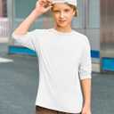 Haloumoning Boys Long Sleeve Shirts Kids Crewneck Oversized Casual Tees Fall Fashion Shirt Tops 5-14 Years (White)