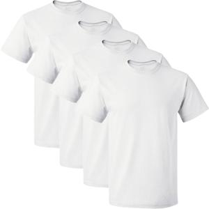 Fruit of The Loom Men's Premium Tag-Free Cotton Undershirts (Large, Regular - Crew - 4 Pack White)