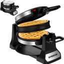 Waffle Maker, Double Belgian Waffle Maker 180Flip, 1400W Waffle Iron 8 Slices, Rotating & Nonstick Plates with Removable Drip Tray for Easy Clean, Stainless Steel, Locking Buckle & Cool Touch Handle