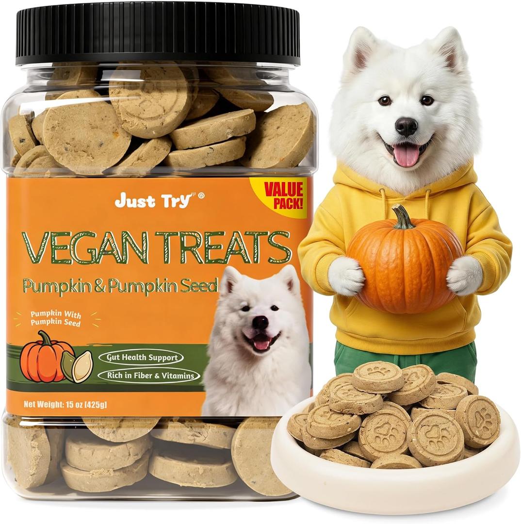 Just Try 15 oz Pumpkin Vegan Treats Digestive Support Dog Training Treats (EXP 03/18/27)