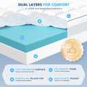 Dual Layer 4 Inch Memory Foam Mattress Topper King Size, 2 Inch Cooling Gel Memory Foam, 2 Inch Soft Pillow Top Pad, Breathable Mattress Cover for Back Pain Relief, Deep Elastic Pocket, White