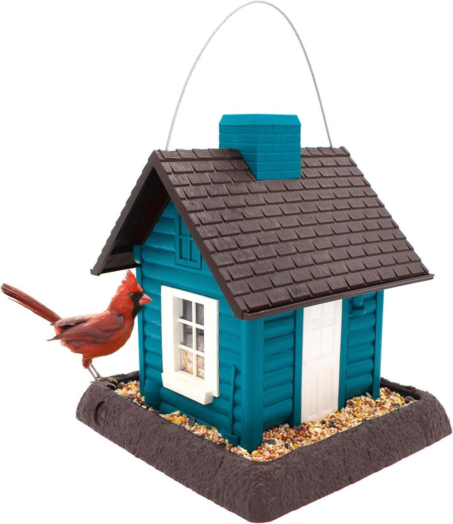 North States Village Collection - Lakeside Cabin Bird Feeder: Hanging Bird Feeder for Outdoors, Holds 5 Pounds of Seed