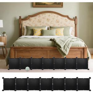 Under Bed Blocker for Pets,11.8" H x 83" L in Total Bed Blockers for Under Bed, Sturdy Adjustable Underbed Blocker to Stop Pets & Items from Going Under Bed, Black
