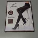 2 Pairs Women's 40 Denier Semi Opaque Tights, Nylon Black Tights for Women (Large), 1 Black 1 Brown