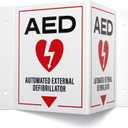 AED Wall Mount Sign 2-Pack | 3D Projecting Automated External Defibrillator Safety Signage for the Workplace, 6" x 8" x 4"