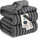 Bedsure GentleSoft Frost Gray Fleece Blanket for Couch - Cozy Soft Blankets for Women, Cute Small Throws for Girls, 90x90 Inches