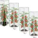 4 Pcs Garden Bird Netting for Triangle Plant Cage, 59" x 20" x 20" Tomato Cage Garden Net Cover with Zipper, Tomato Trellis Insect Bird Barrier Protection Mesh for Vertical Climbing Plant Vegetable