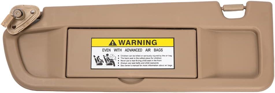 Left Driver Side Sun Visor Sunvisor Compatible with 2006 2007 2008 2009 2010 2011 06 07 08 09 10 11 Civic Replaces# 83280-SNA-W01ZB, Beige