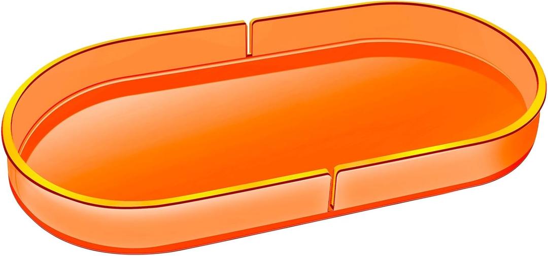 Acrylic Decorative Vanity Tray Perfume Jewelry Trinket Tray for Bathroom Counter Soap Toilet Tank Sink Small Candle Catch All Organizer, 12.6x6.3 Inches, Neon Orange