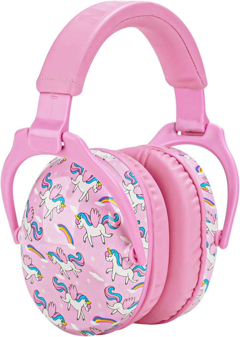 ZOHAN EM030 Kids Ear Protection, Noise Cancelling Headphones Ear Muffs for Autism Sensory, Safety Noise Reduction Hearing Protection for Monster Truck/Concerts/Fireworks/Air Shows (1 Pack - Pink Unicorn)