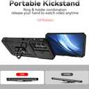 for Samsung Galaxy A25 5G Case, Soft Silicone Rubber Bumper Hard Plastic Phone Case with [Sliding Camera Lens Cover] [360 Rotatable Kickstand Ring] [HD Screen Protector] for Galaxy A25 5G Black