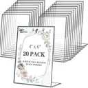 EHWINE 20 Pack Acrylic Sign Holder 4 x 6, Black Picture Frame Stand up Table Top Sign Holders, Slanted Back Paper Holder Clear Display Stand Menu Flyer Holder for Wedding Party