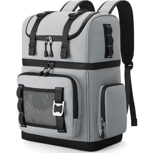 Large Waterproof Insulated Cooler Backpack for Men & Women, Double Decker Leak Proof Cooler Backpack for Beach, Camping, Picnic, Travel, 26L, 44Cans