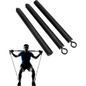 QWORK Resistance Band Bar Pilates Bar Home Gym Fitness Workout Bar for Strength Training Cardio Exercise - 108CM - Max Load 800lb (Portable Detachable Stick x3)