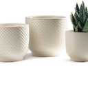 4 + 5 + 6 Inch Ceramic Pots for Indoor Plants, Succulents Plant Pots, Orchid Flower Pot with Drainage Hole, Modern Clay Stoneware Planters, Set of 3 (Milk White, 4+5+6 Inch)