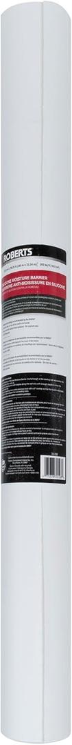 ROBERTS 70-198 Silicone Moisture Barrier Underlayment for Solid & Engineered Wood Floors & LVP, 31.5 in. x 76.25 ft. x 6 mil, White 200 sq. ft. Coverage
